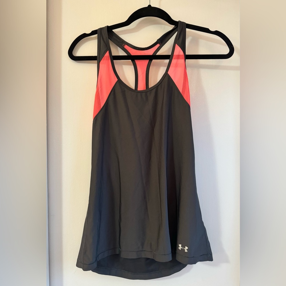 Under Armour Grey and Neon Pink Women's Athletic Tank Size Small